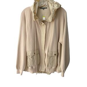 Elliott Lauren Cream Hooded Full Zip Knit Sleeve Jacket NWT Sz XL